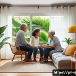 Home 17 멀티제너레이션 주거의 위험 요소 - A warm, cozy multigenerational Brazilian family home interior showing three generations sharing limi...