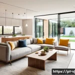 Home 16 멀티제너레이션 주거 건축 디자인 트렌드 - A spacious multigenerational home interior showcasing smart division of spaces: a modern open-plan l...